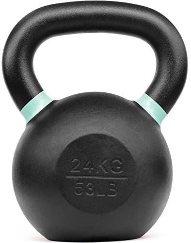 Powder Coated Kettlebell Weights with Wide Handles & Flat Bottoms