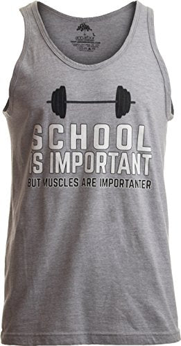 Funny Gym and Crossfit T-Shirt- School is Important, but Muscles are Importanter - Everyday Crosstrain