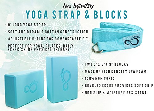Premium Yoga Blocks with Metal D Ring Strap Yogi Set (3PC), Moisture Resistant