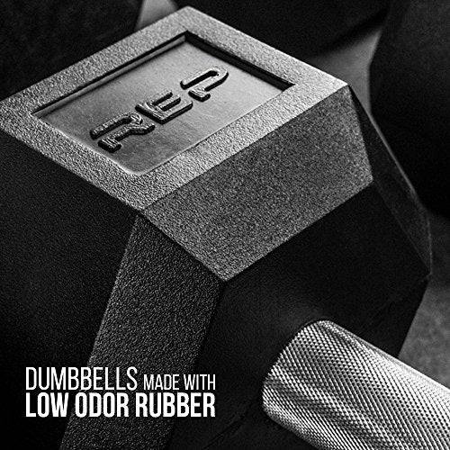 Pair of Superior Quality Rubber Dumbbells with Low Odor and Fully Knurled Handle