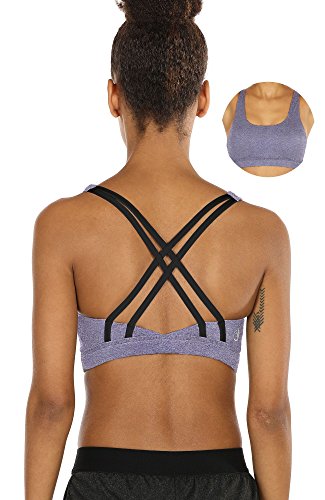 ZYLDDP Strappy Sports Bra for Women, Yoga Bra, Padded Medium Support  Running Bras Workout Bras Athletic Bras (Color : Black, Size : Large)