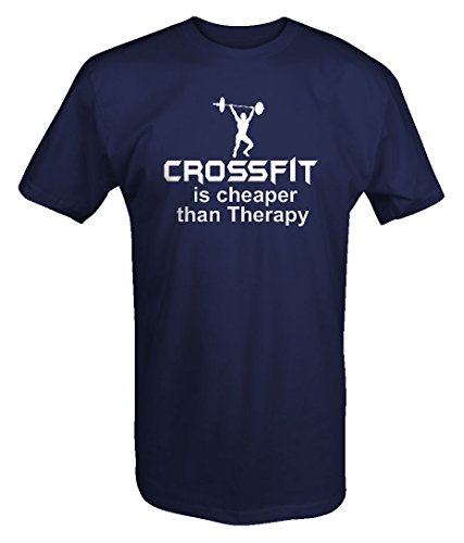 Funny Crossfit Workout T-Shirt- Crossfit is Cheaper Than Therapy. Squat Training - Everyday Crosstrain