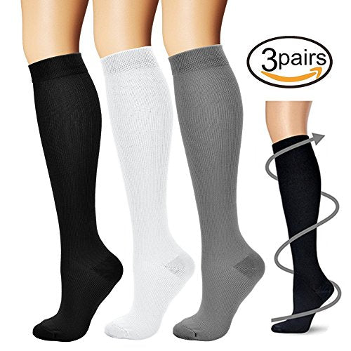 Compression Socks,(3 Pairs) Compression Sock Women and Men Best Running,  Athletic Sports, Crossfit, Flight Travel : : Clothing, Shoes 