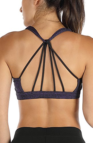 Womens Push-up Padded Strappy Sports Bra Backless Wirefree Spaghetti Strap  Longline Yoga Cropped Top Camisole Workout Low, L3-white, Medium :  : Clothing, Shoes & Accessories