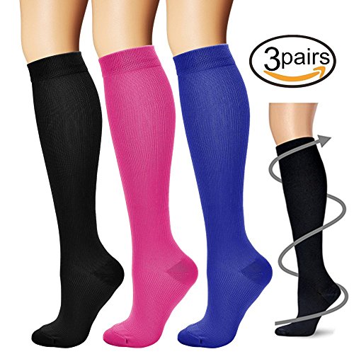 Compression Socks,(3 Pairs) Compression Sock Women and Men Best Running,  Athletic Sports, Crossfit, Flight Travel : : Clothing, Shoes 