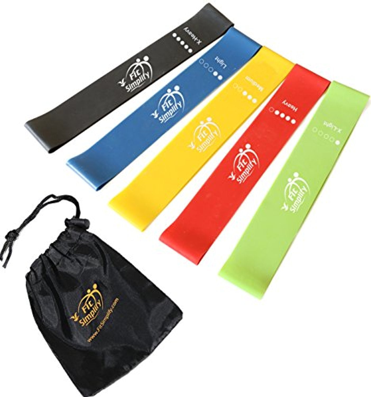Resistance Loop Exercise Bands with Carry Bag and Instruction Guide - Set of 5 - Everyday Crosstrain
