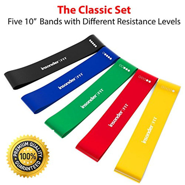 Set of 5 Loop Resistance Bands. Light Medium Heavy Loop Bands Kit