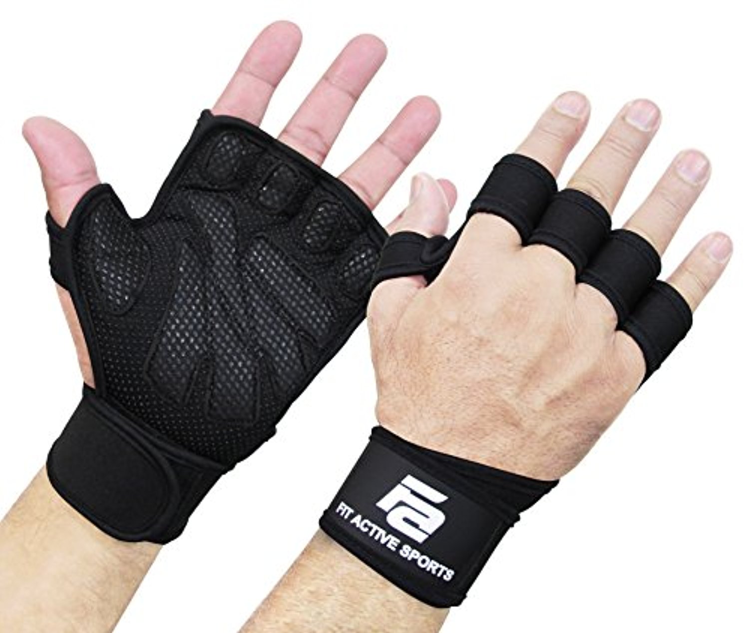 Ventilated Weight Lifting Gloves with Built-In Wrist Wraps. Full Palm Protection - Everyday Crosstrain
