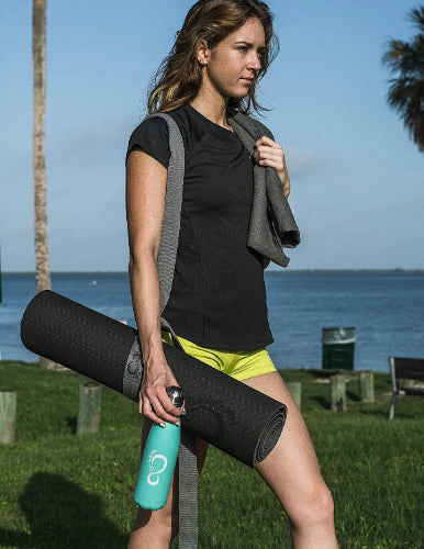 Black Yoga Mat Set- Yoga Kit and Set for Beginner & Advanced-Straps, Bag,  Towel