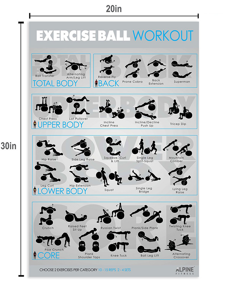 Set of 7 Large Laminated Exercise Fitness Posters for Great Home and G ...