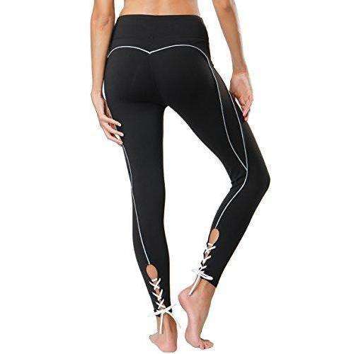 Compression Yoga Pants Power Stretch Workout Leggings With High Waist Tummy  Control,Black,Stretch 