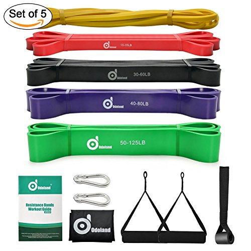 Set of 5 Pull Up Assist Resistance Bands for Stretch Mobility with Extra Handles
