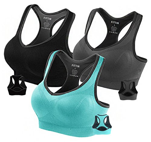 FITTIN Racerback Sports Bra for Women- Padded Seamless Activewear Bras for  Yoga Gym Workout Fitness