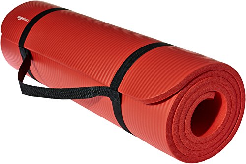 POWRX Yoga Mat Thick Exercise Mat with Carrying Strap and Bag, Orange