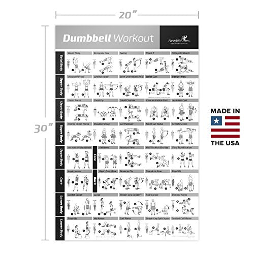 Dumbbell Workout Exercise Laminated Poster. Strength Training Chart Build Muscle - Everyday Crosstrain