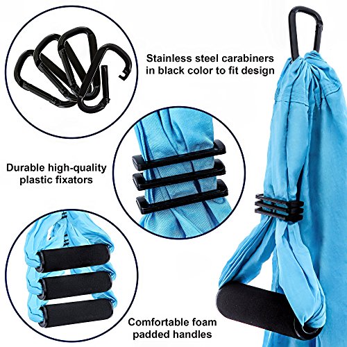 Aerial Trapeze Yoga Swing - Gym Strength Antigravity Yoga Hammock -  Inversion Trapeze Sling Exercise Equipment with Two Extender Hanging Straps  - Blue Pink Grey Swings & Beginner Instructions: Buy Online at
