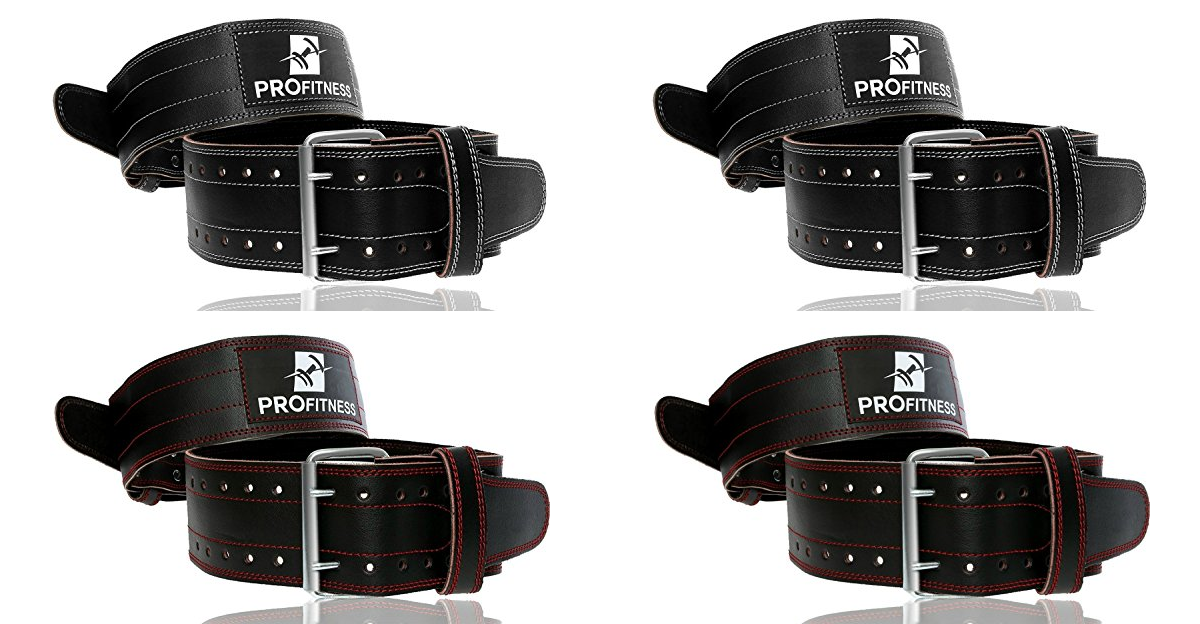 ProFitness Genuine Leather Workout Belt (4 Inches Wide) - Proper Weight lifting Form - Lower Back Support for Squats, Deadlifts, CrossFit - Everyday Crosstrain