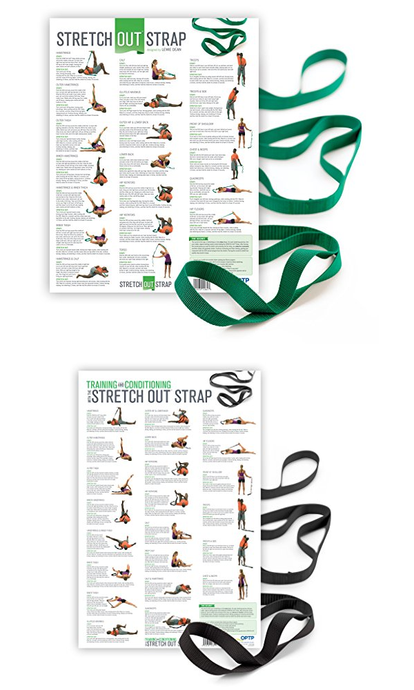 Original Stretch Out Strap with Exercise Poster. Top Choice of Athletic Trainers - Everyday Crosstrain
