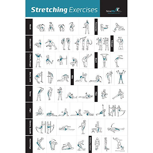 Stretching Exercise Poster Laminated - Shows How to Stretch Specific Muscles - Everyday Crosstrain