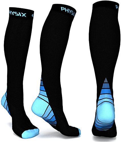 Physix Gear Compression Socks for Men & Women (20-30 mmhg) Best Graduated Athletic Fit for Running, Nurses, Shin Splints, Flight Travel & Maternity Pregnancy - Boost Stamina, Circulation & Recovery