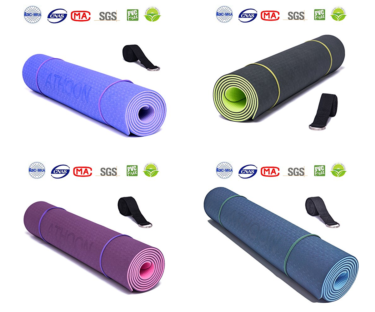 Eco Friendly Non Slip Exercise TPE Yoga Mat with Strap for Men and Women - Everyday Crosstrain
