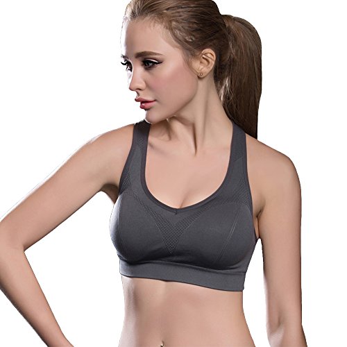 Sports Bras For Women, Yoga Bra Padded Mid Impact Support For Workout  Fitness-grey(xl)