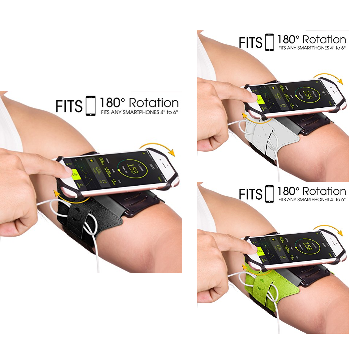 Universal Running Armband for all types of phones 180° Rotatable with Key Holder - Everyday Crosstrain