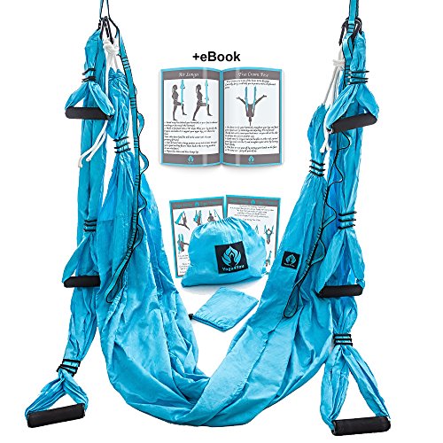 Buy Aerial Yoga Trapeze, Air Yoga Swing Kit, Premium Arial Yoga Silk Swing  for Inversion Sling Exercise with 6 Extension Hanging Straps & Beginner  Guide