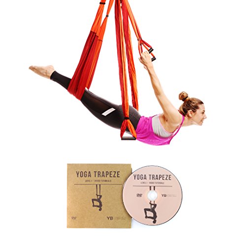 Orange Yoga Trapeze - Yoga Swing / Sling / Inversion Tool For Deep Core Strength - Everyday Crosstrain