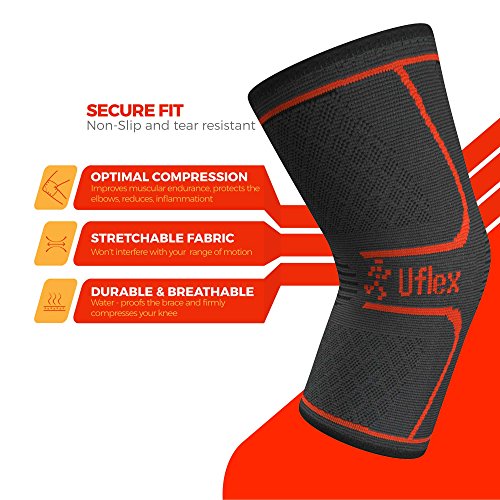 UFlex Athletics Knee Compression Sleeve Support for Joint Pain Relief,  Arthritis and Injury Recovery - Single Wrap (X-Large) 