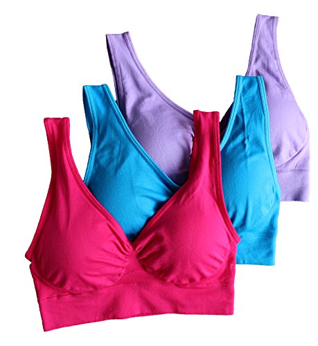 3 Pack Women's Sports Bra Cross Back Sleep Bra V Neck Cami Without Steel  Ring Everyday Bra for Women A-S
