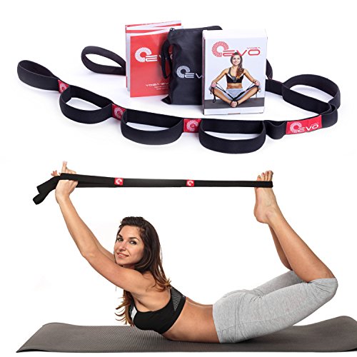 Yoga Elastic Stretching Strap with Loops Plus Carrying Bag Bonus eBook and Video - Everyday Crosstrain