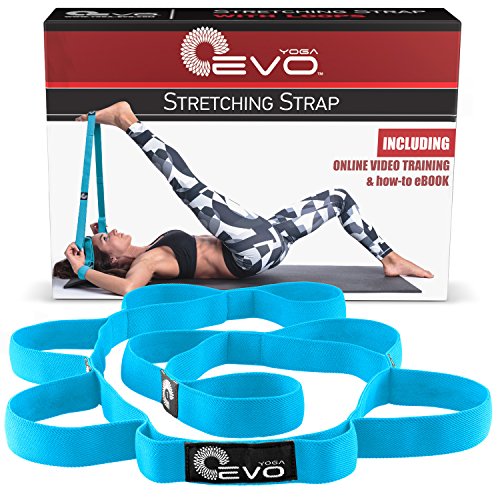 Yoga Elastic Stretching Strap with Loops Plus Carrying Bag Bonus